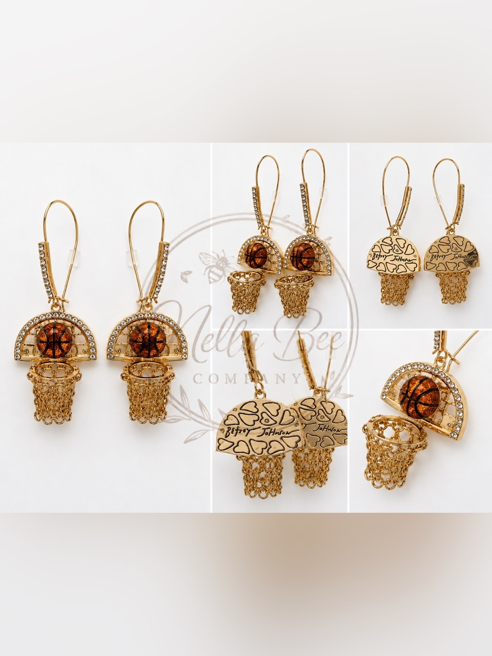 Betsey Johnson | Basketball Hoop Earrings with Rhinestones 🏀 - Picture 2 of 10